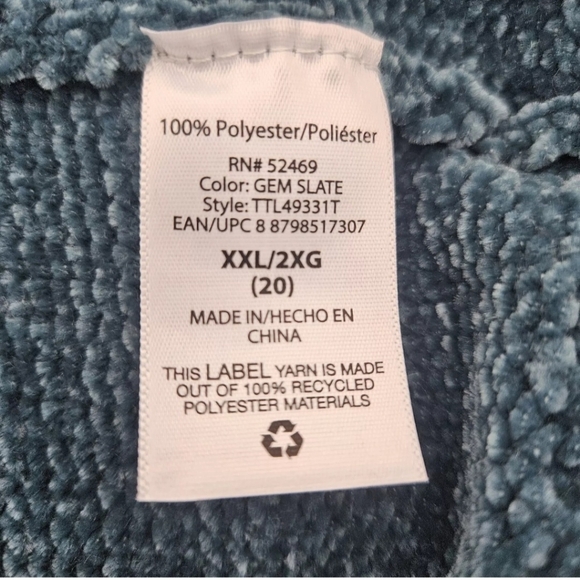 Time & Tru Cowl Neck Sweater Size XXL Blue-Green NWT Soft Chunky Knit - Picture 7 of 8